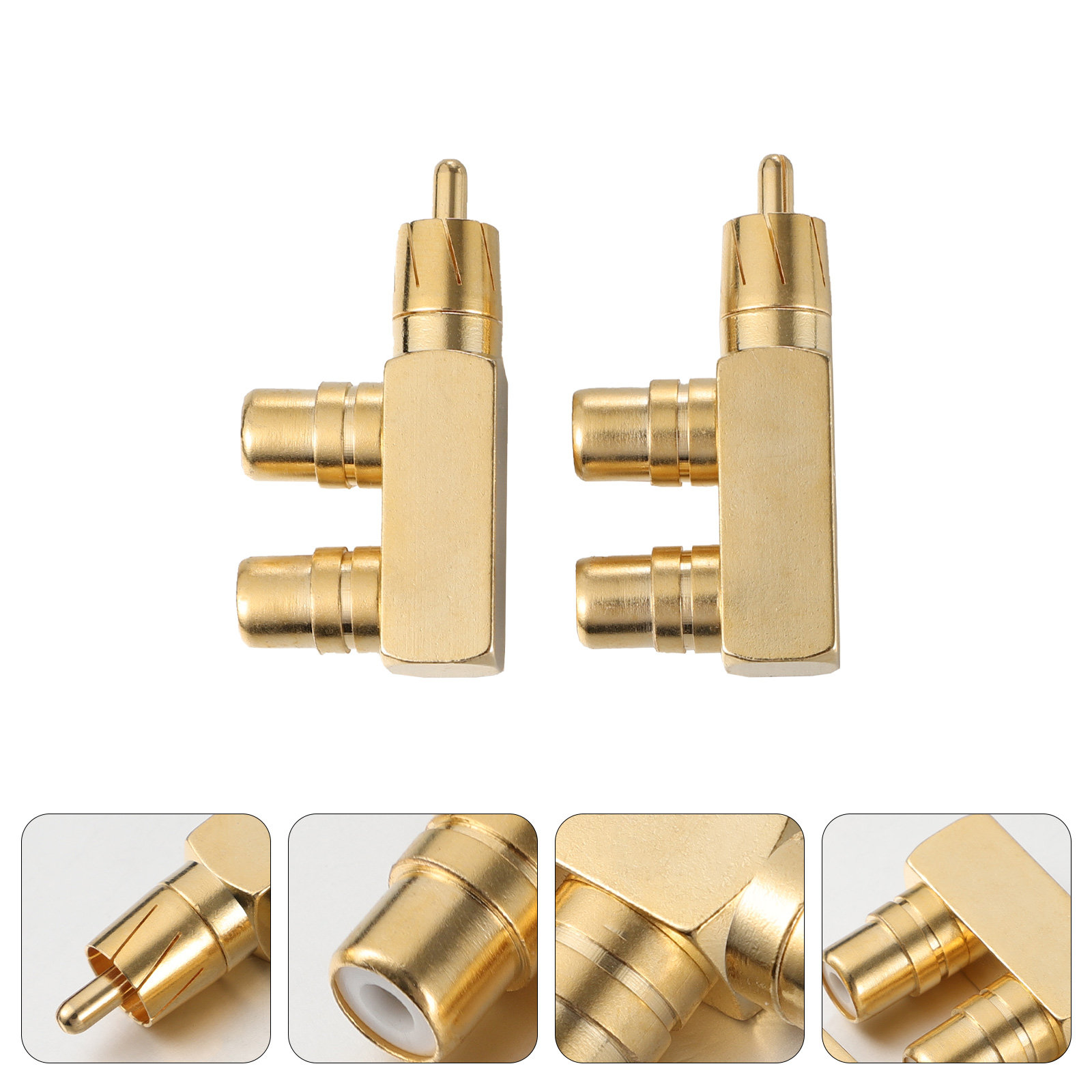 Subwoofer - 2 Stück Audio-Adapter-Splitter, 90-Grad-Rechtwinkliger Kupfer-AV-Audio-Splitter-Stecker für