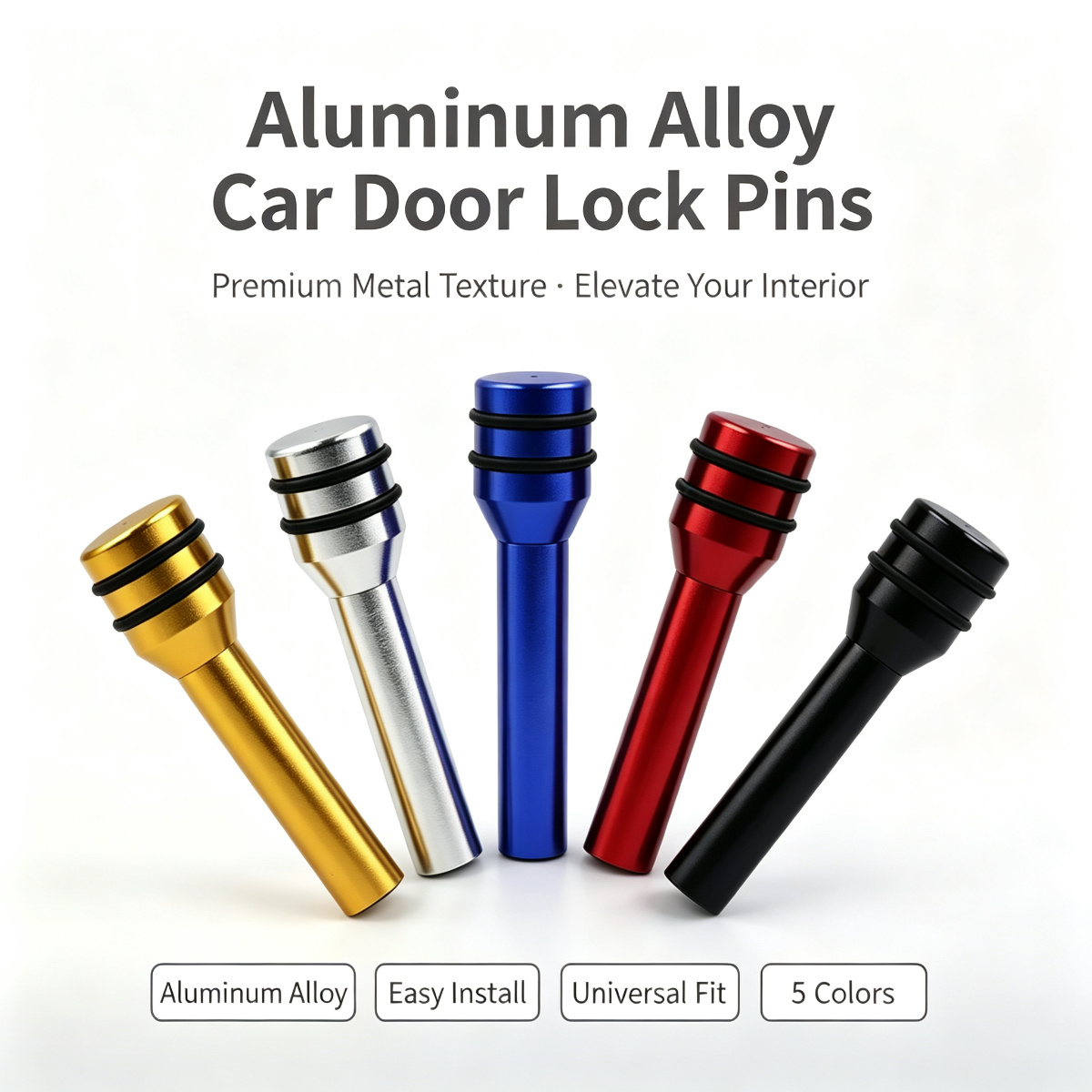 Knob Aluminum - Universelle 4-teilige Aluminiumlegierung Autotür-Sperrknopf-Abdeckung, Auto-Innenausstattungs-Upgrade, Dekorations-Ziehknopf-Abdeckung,