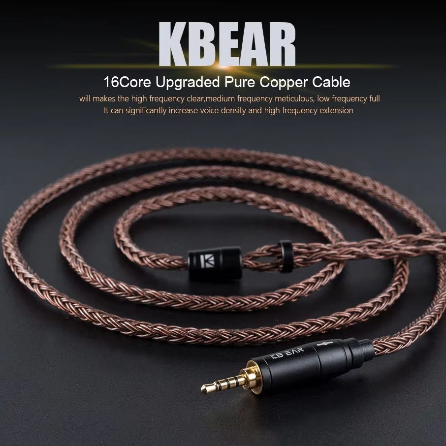 Trs Cable - KBEAR 16-adriges 2-poliges IEM-Kopfhörerkabel, verbessertes HiFi-In-Ear-Display-Ersatz-TRS-Verlängerungskabel