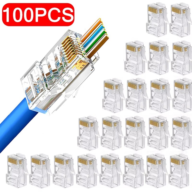 Rj45 Jack - 100 Stück RJ45 Cat6 Cat5e Durchgangs-Netzwerkstecker,